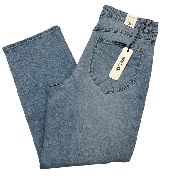 Rollas Heidi Jeans Womens 32 High Rise Relaxed Straight Loose Baggy Old Stone - Picture 1 of 14